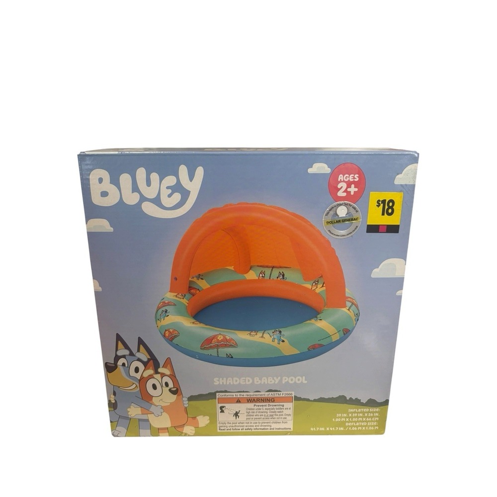 Bluey Baby Pool Float Toddler 2+ Inflatable Sun Canopy Swim Seat Kids